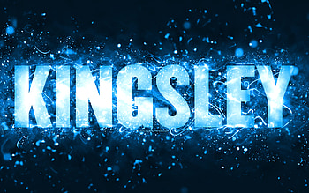 Happy Birtay Kingsley, , blue neon lights, Kingsley name, creative, Kingsley Happy Birtay, Kingsley Birtay, popular american male names, with Kingsley name, Kingsley HD wallpaper