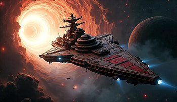 Sci-Fi Spaceship Entering a Wormhole in Deep Space, spaceship, wormhole, Sci Fi, space HD wallpaper