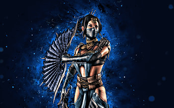 Kitana, , blue neon lights, Mortal Kombat Mobile, fighting games, MK Mobile, creative, Mortal Kombat, Kitana Mortal Kombat HD wallpaper