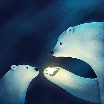 Art, Young, Couple, Pair, Joey, Star, White Bears, Polar Bears, Paw HD phone wallpaper