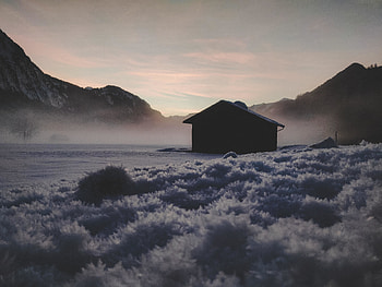 House, landscape, silhouette HD wallpaper