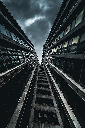 Cities, Sky, Architecture, Building, Mainly Cloudy, Overcast, Bottom View HD phone wallpaper