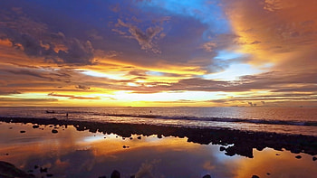 Sunset Beach Reflection, sunset, beach, reflection, nature HD wallpaper