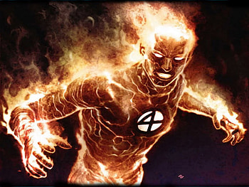 Human Torch, fantastic four, comic HD wallpaper