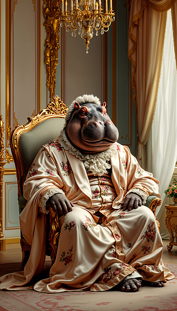 Royal Hippo : Elegant Majesty for Your Screen HD phone wallpaper