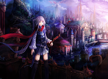 Anime Kingdom, sword, anime, knight, mystical, kingdom, aurora HD wallpaper