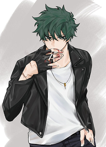 Deku, hair, mouth, Dark, lether jacket HD phone wallpaper