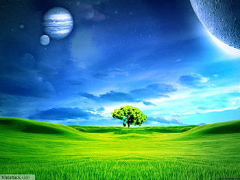 vista field, blue, vista, grass, tree, widows, 3d, green, cool, nature, sky HD wallpaper