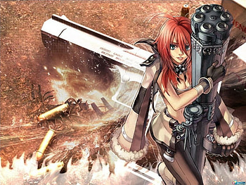 Gun Girl, girl, gun, red hair, bulets HD wallpaper
