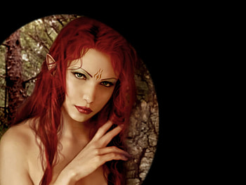 Elf, fantasy, female, red HD wallpaper