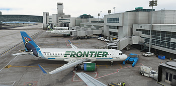 Frontier Airlines, Cloudy bright, Avsim screenshots, Community forum HD wallpaper