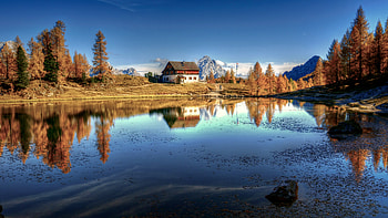 Lake reflection, Lake, sky, nature, reflection HD wallpaper