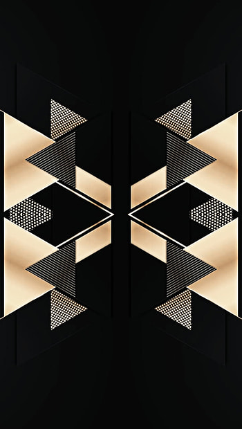 black gold geometric, digital, triangles, 3d, symbol, amoled, art, material, design, pattern, abstract HD phone wallpaper