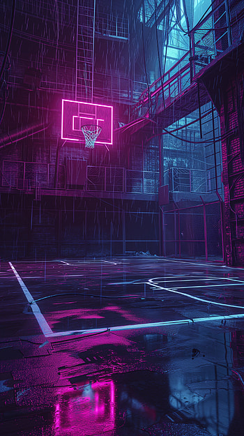 Cyberpunk Basketball Court HD phone wallpaper