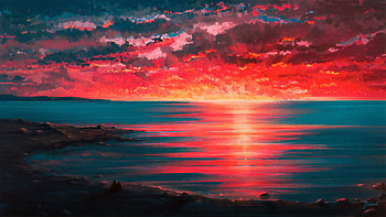 Sea Side , sea, sunset, artist, artwork, digital-art, artstation HD wallpaper