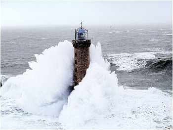 Withstanding the forces of nature, sea, brittany, lighthouse, bretagne, france, ocean HD wallpaper