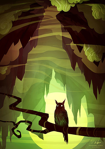 Art, Owl, Vector, Bird, Branch HD phone wallpaper