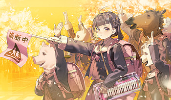 Anime Girl with Whimsical Animal Friends in Golden Glow, Anime, girl, anime girl HD wallpaper