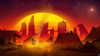 Cowboy Retrowave , retrowave, artist, artwork, digital-art, artstation HD wallpaper