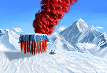 PUBG, winter, mountains, landscape, red smoke, art HD wallpaper