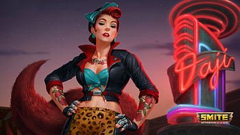 Daiji, blue, smita, fantays, girl, fox, retro, fantasy, red, game, redhead, vintage HD wallpaper