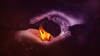 Water, Fire, Miscellanea, Miscellaneous, Hands, hop HD wallpaper