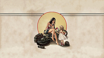 Wonder Woman Child Fallen Bike, wonder-woman, superheroes, motorcycle, child HD wallpaper