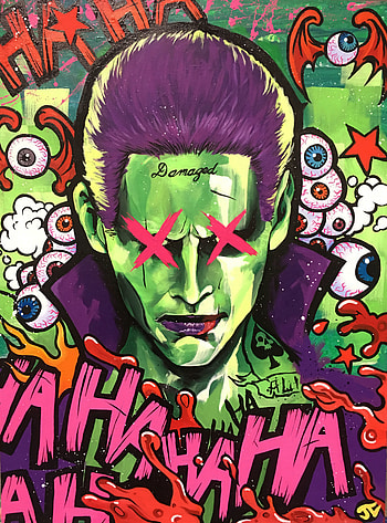 Joker, damaged, painting, villain HD phone wallpaper