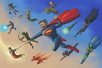 DC Superheroes Artwork , artwork, artist, digital-art, deviantart, superman, batman, arrow, cyborg, flash, wonder-woman, green-lantern, aquaman HD wallpaper