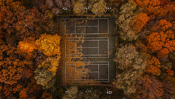 Autumn, Tennis, View From Above, Miscellanea, Miscellaneous, Tennis Court HD wallpaper