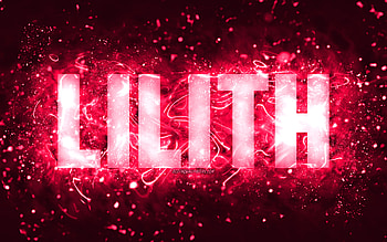 Happy Birtay Lilith, , pink neon lights, Lilith name, creative, Lilith Happy Birtay, Lilith Birtay, popular american female names, with Lilith name, Lilith HD wallpaper