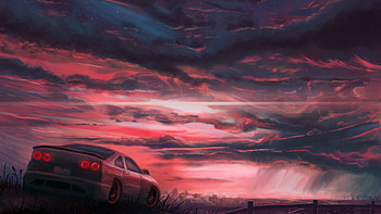 Rainy Sunset Car Ride , artist, artwork, digital-art, artstation HD wallpaper