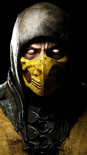 Scorpion, Mortal Kombat 11, Black background, Epic gaming HD phone wallpaper