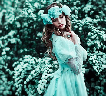 Lady, blue, model, beauty HD wallpaper