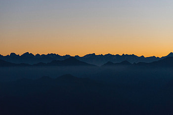 Nature, Sunset, Sky, Mountains, Vertex, Outlines, Tops HD wallpaper