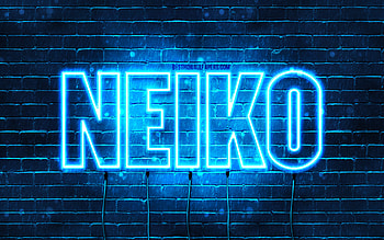 Happy Birtay Neiko, , blue neon lights, Neiko name, creative, Neiko Happy Birtay, Neiko Birtay, popular japanese male names, with Neiko name, Neiko HD wallpaper