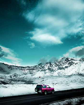 Mountains, Snow, Cars, Road, Suv, Jeep, Side View HD phone wallpaper