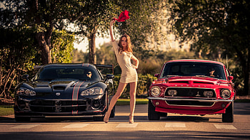 Mustang vs. Viper, Girls and Muscle Cars HD wallpaper
