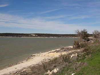 Lake, dirt, clouds, trees, sky, water, rocks HD wallpaper