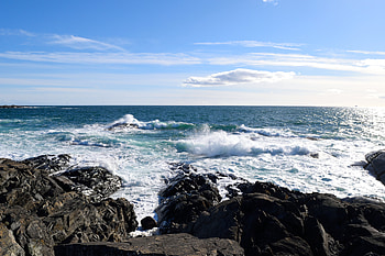 Nature, Sea, Waves, Rocks, Horizon, Coast HD wallpaper