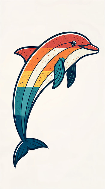 Retro Rainbow Dolphin , vintage style HD phone wallpaper
