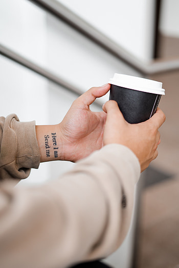 Words, Hand, Glass, Inscription, Tattoo, Wrist HD phone wallpaper