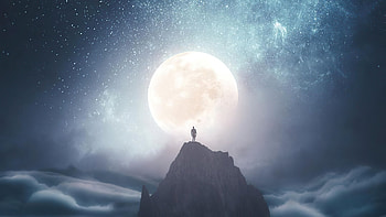 Dreams Above The Clouds , alone, moon, artist, artwork, digital-art HD wallpaper