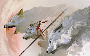 The pack, art, finnstark, girl, wolf, mononoke, fantasy, pack, mononoke hime, luminos, lup, princess, anato finnstark HD wallpaper