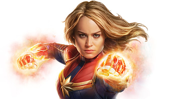 Brie Larson, Captain Marvel, Blonde, Fist HD wallpaper