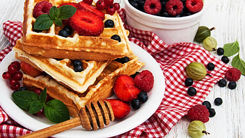Waffles, Berries HD wallpaper