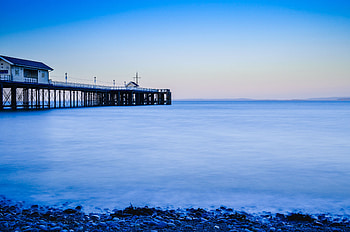 Sea, Nature, Great Britain, Pier, Wharf, Berth, Channel, United Kingdom, Wales, Penarth HD wallpaper
