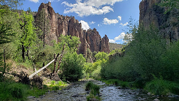 Gila Wilderness New Mexico, river, clouds, sky, rocks, mountains, stones HD wallpaper