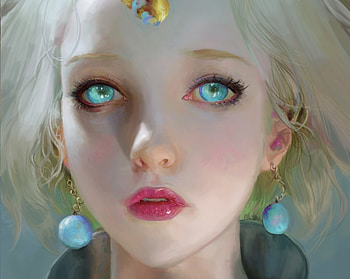 Goddess, frumusete, fennel kok, art, gorgeous, eyes, girl, jewel, earrings, fantasy, face, luminos HD wallpaper