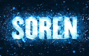 Happy Birtay Soren, , blue neon lights, Soren name, creative, Soren Happy Birtay, Soren Birtay, popular american male names, with Soren name, Soren HD wallpaper